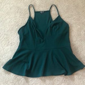 Emerald green low cut peplum top! Never worn!